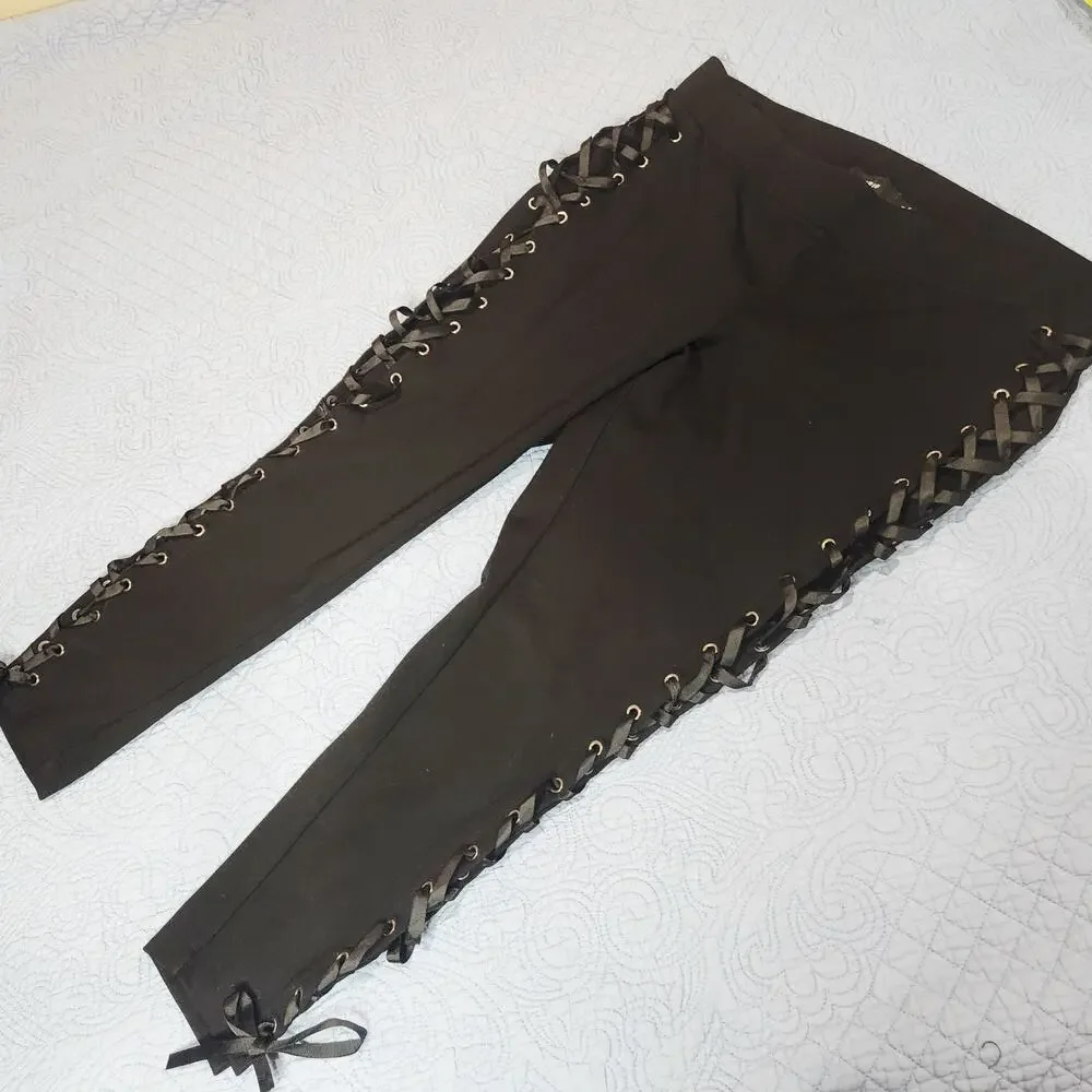 Torrid Black Lace-Up Leggings - Sexy Corset Lace Up Detail